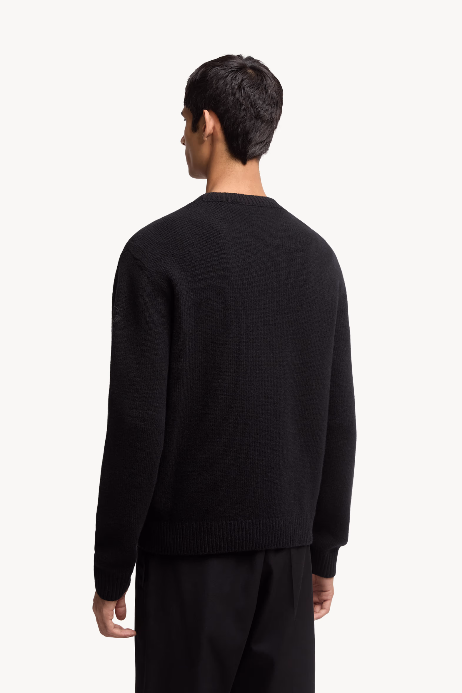 Embroidered Logo Wool Sweater Men Black Moncler 5